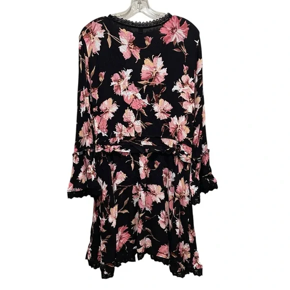 American Rag Floral Black Lace Trim Long Sleeve Dress Women’s Size XXL - Picture 6 of 9